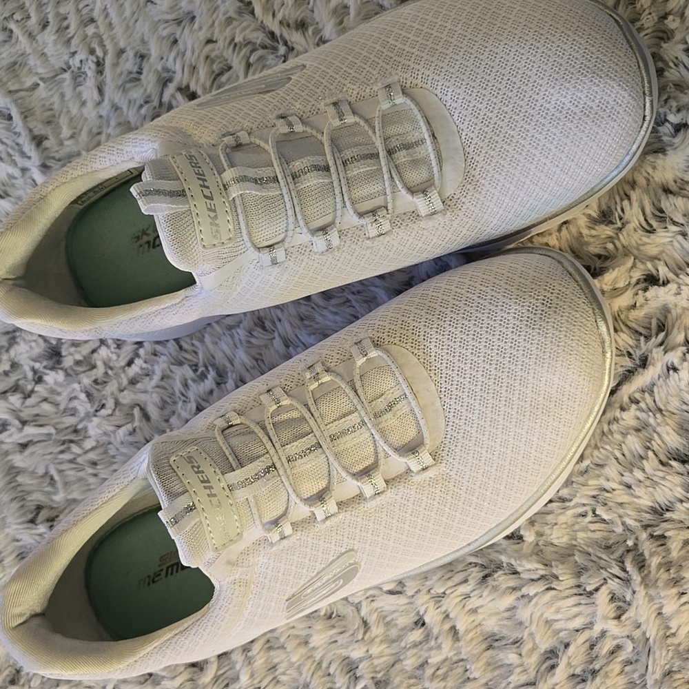 Skechers White Mesh Sneakers